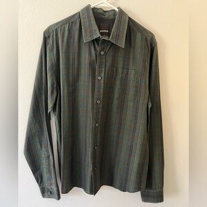 Prana Button Down Plaid Long Sleeve 100% Cotton Shirt Size Medium